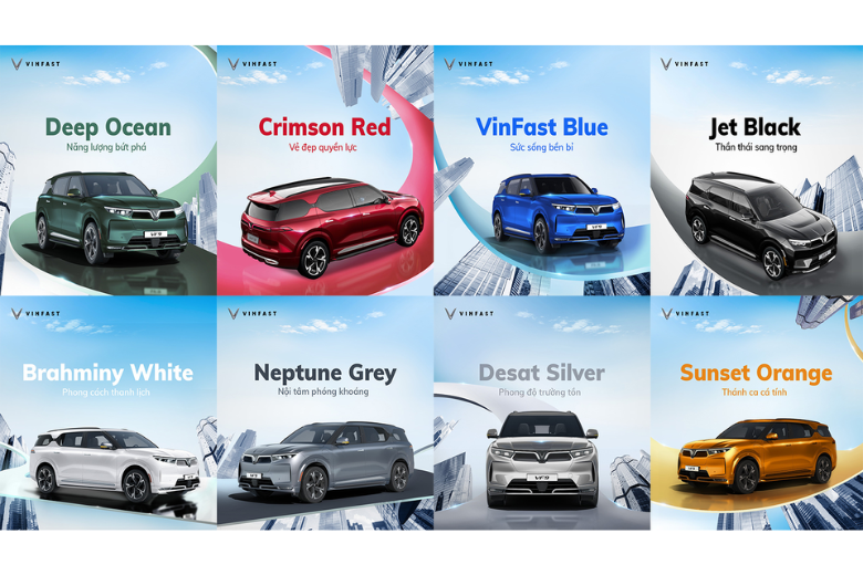 Bảng màu xe VF 8 mới cập nhật 2025 1 Bảng màu xe VF 8 có mấy màu?