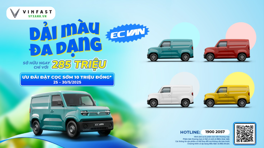 VinFast EC Van có mấy màu? 4 màu cá tính, giá từ 285 triệu 2 vinfast ec van có mấy màu
