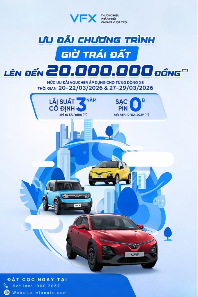 Chương trình Giờ Trái Đất VinFast tháng 3: Ưu đãi lớn cho khách hàng mua ô tô điện 1 chuong trinh gio trai dat